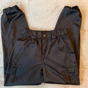 Forever 21 “Black Satin Cargo Pants”